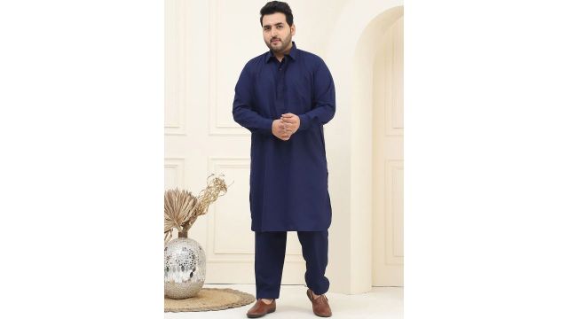 SOJANYA PLUS Shirt Collar Regular Straight Kurta with Salwar