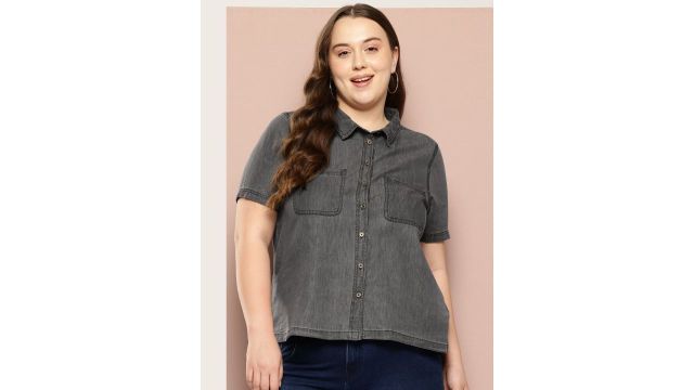 Sztori Plus Size Pure Cotton Chambray Shirt