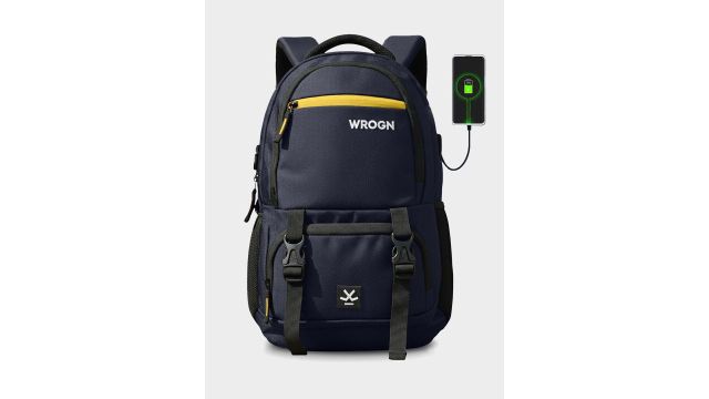 WROGN ASHPER Ergonomic Water Resistant Backpack with USB Charging Port & Rain Cover 31L