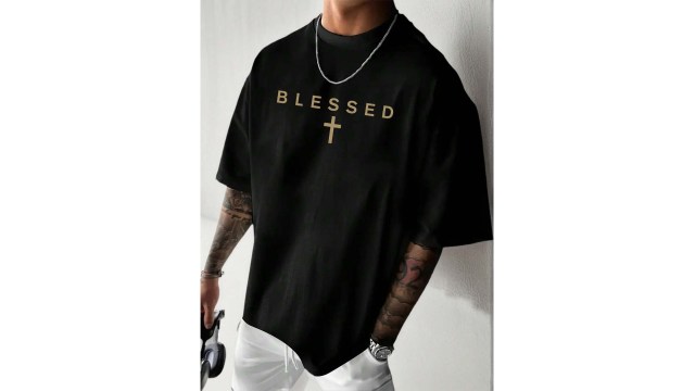 Zrgoth Men's Casual Versatile Minimalist Chest Graphic English Slogan Print Short Sleeve T-Shirt