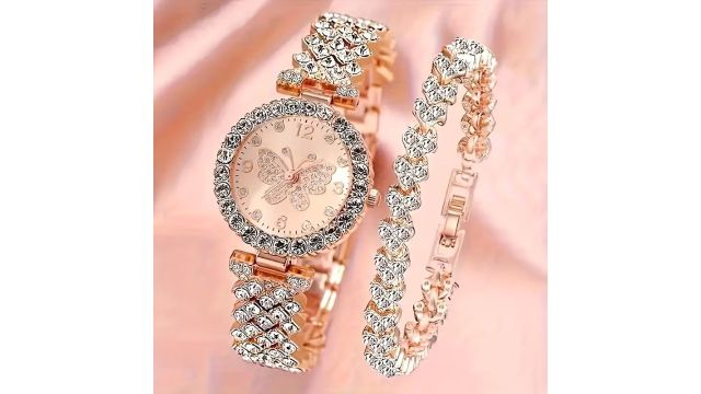 Butterfly quartz watch and jewelry set 