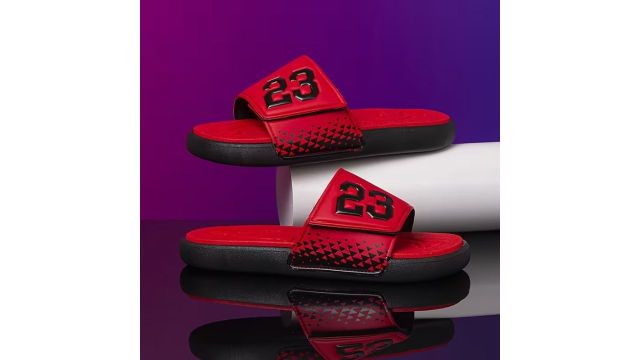 sporty slide sandals with the number emblem