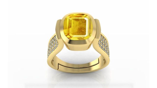 Todani Jems 9.60 Carat Yellow Sapphire Gemstone Adjustable Ring