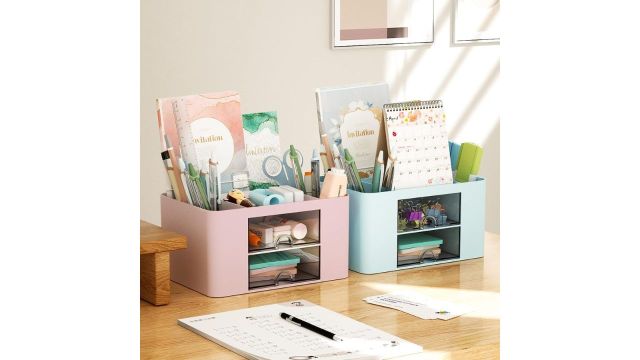 UCRAVO Office Desk Organizer With Drawer