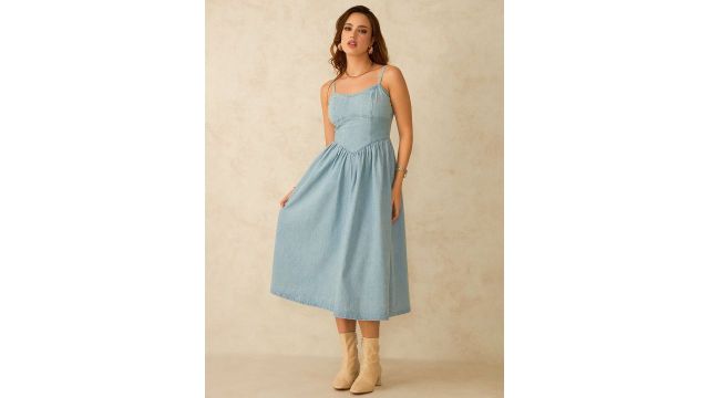 Virgio Women Pure Cotton Paneled Fitted Bodice Dress