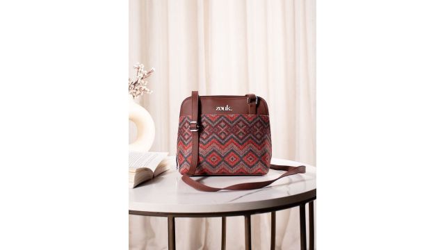 ZOUK Geometric Printed Structured Sling Bag