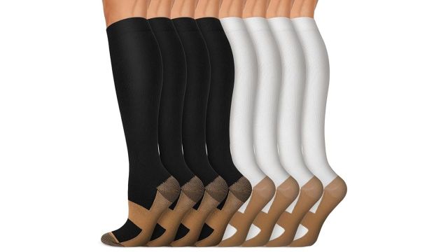 7 Pack Copper Knee High Compression Socks