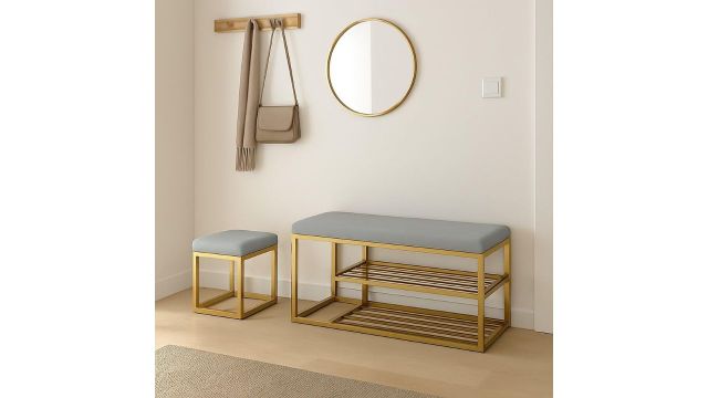 ABSARS 2-Tier Fleece Bench With Small Stool