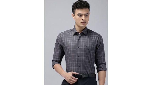 Arrow Pure Cotton Grid Tattersall Checked Manhattan Slim Fit Formal Shirt