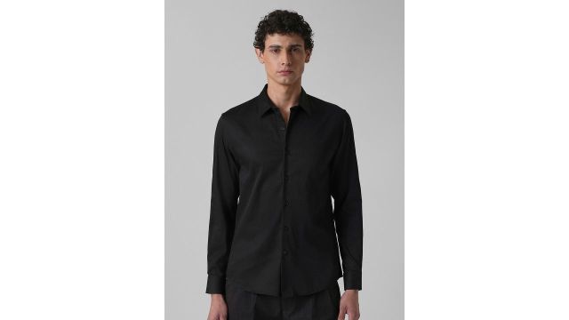 Banana Club Classic Slim Fit Spread Collar Satin Formal Shirt