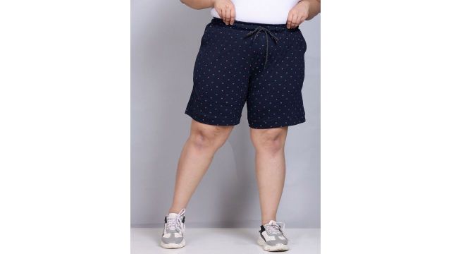 CUPID Plus Size Women Printed Cotton Lounge Shorts