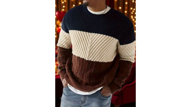 Casual Color-Block Knit Pullover