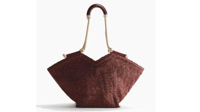 Cord-detail straw tote bag