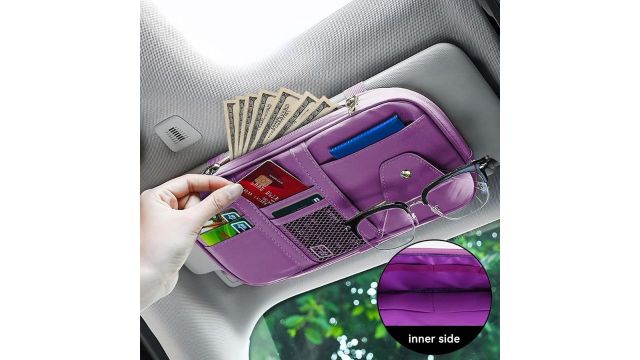 Couslcd Multi-Pocket PU Leather Sunglass Holder