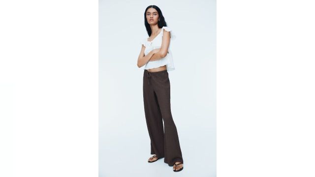 Crinkled drawstring trousers