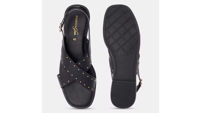 FOREVER GLAM Black Solid Casual Women Sandals