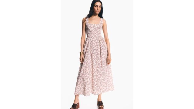 Flared-skirt cotton dress