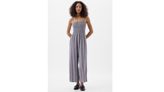 GAP Striped Smocked Basic Jumpsuit