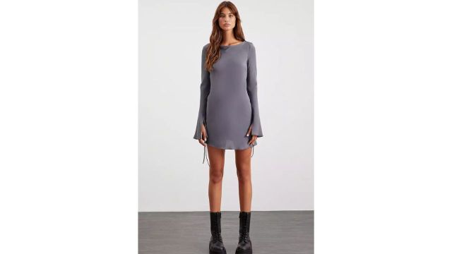 GRIMELANGE Brandy Woven Waist Open Back Dress