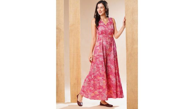 Globus Printed Wrap Neck Belted Flared Leg Fusion Jumpsuit