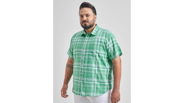 HIGHLANDER Men Plus Size Checked Casual Shirt