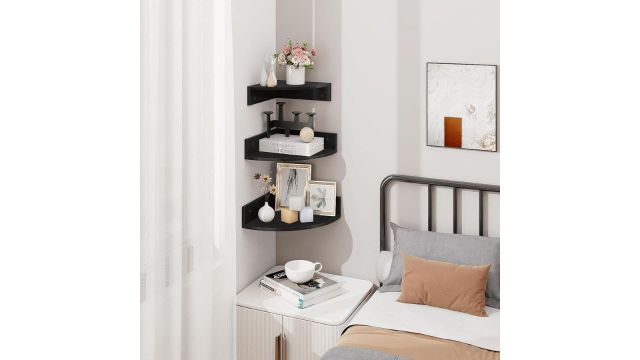 Homode Corner Floating Shelves with Cable Hole