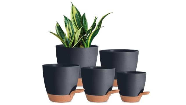 INKULTURE Black Multi Size Plant Pot Set