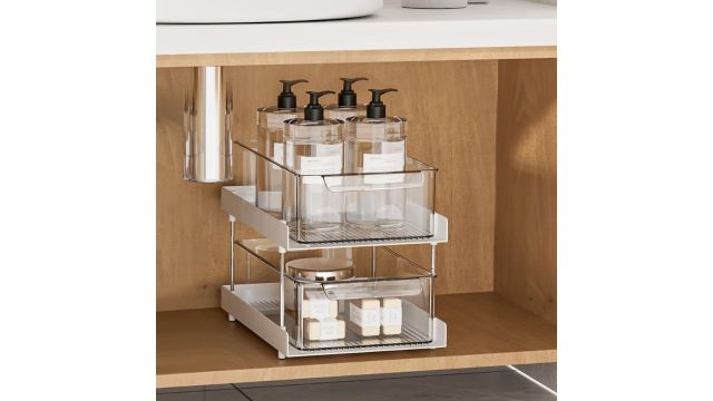 JD FRESH Plastic 2 Tier Clear Under Sink Organiser