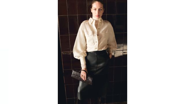 Linen-blend cargo shirt