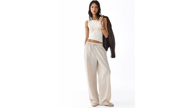 Linen-blend trousers
