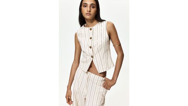 Linen-blend waistcoat