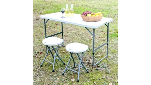 Livzing Heavy-Duty Plastic Portable Picnic Table with 4 Chairs