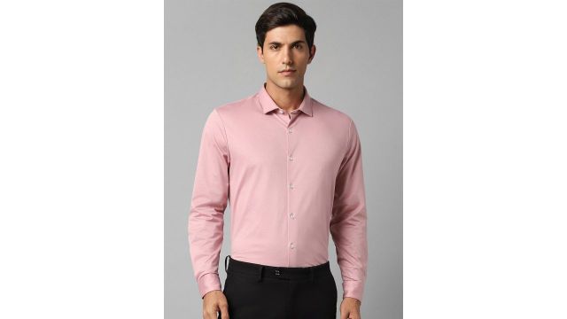 Louis Philippe Permapress Slim Fit Spread Collar Pure Cotton Wrinkle Free Formal Shirt