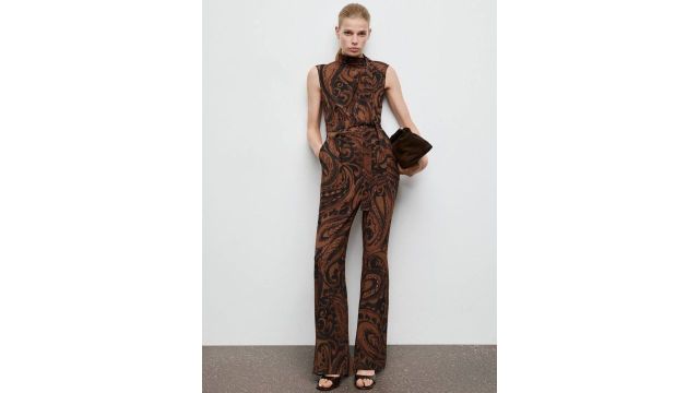 MANGO Paisley Printed Belted Basic Jumpsuit