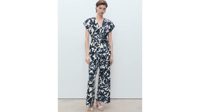 MANGO Printed Wrap Basic Jumpsuit with Belt