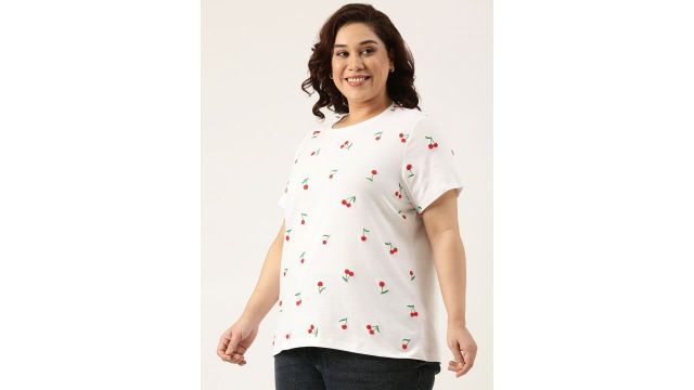 MARCA Bold Women Plus Size Conversational Printed Round Neck Cotton T-shirt