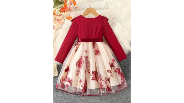 New Spring And Autumn Long-Sleeve Dress for Girls