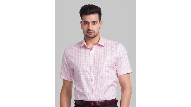 Park Avenue Spread Collar Checked Formal Cotton Shirt