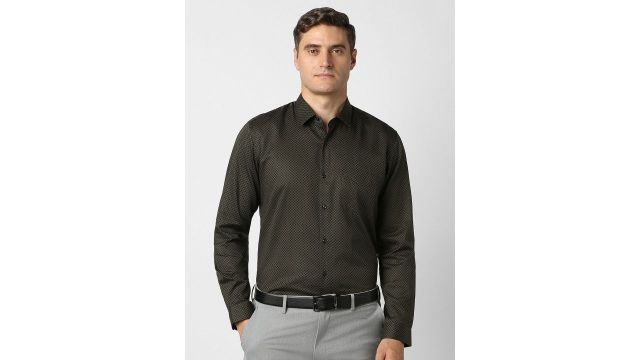 Peter England Textured Pure Cotton Formal Shirt