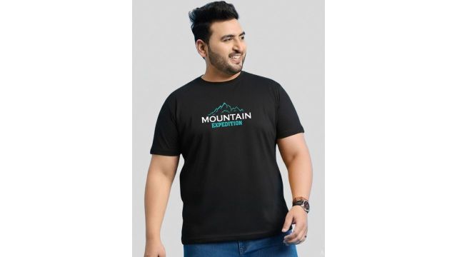 REXME Plus Size Printed Black Men Tshirts
