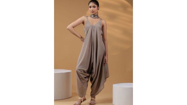 Rain & Rainbow Women Shoulder Straps Cotton Basic Jumpsuit