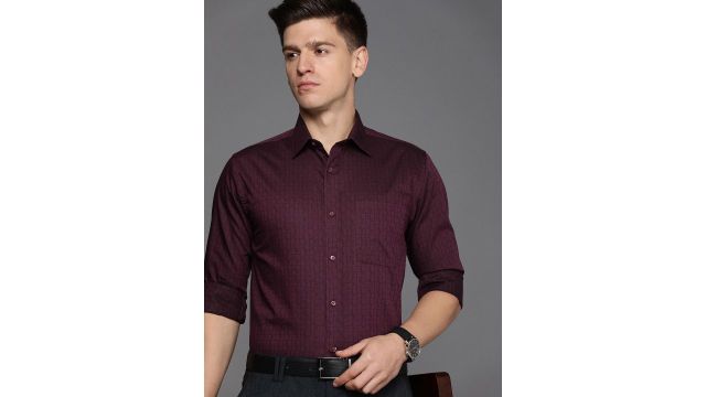 Raymond Pure Cotton Slim Fit Grid Tattersall Checked Formal Shirt