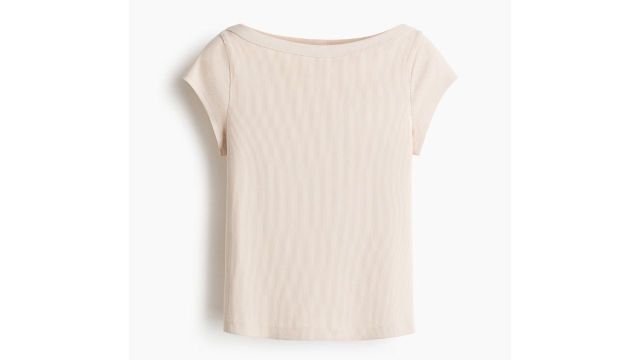 Rib-knit boat-neck top
