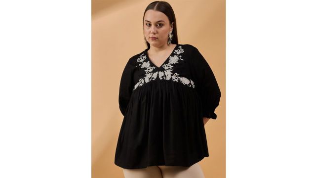 Routes by All About You Plus Size Embroidered Empire Top