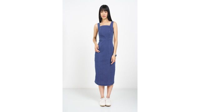 SF JEANS Blue Sleeveless Denim Midi Dress