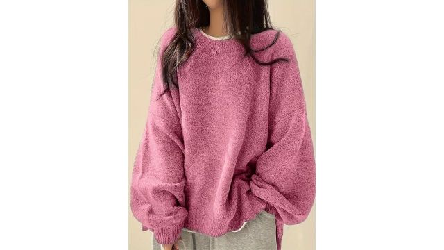 Solid Round Neck Pullover Sweater