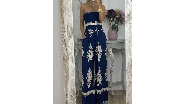 StyleCast Off-Shoulder Printed Basic Jumpsuit