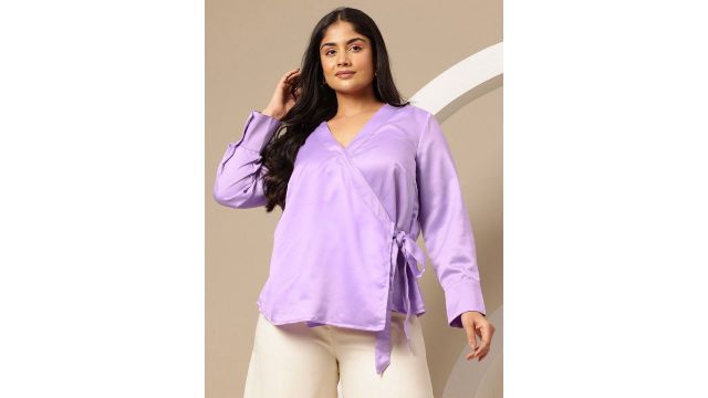 Sztori Plus Size V-Neck Wrap Top