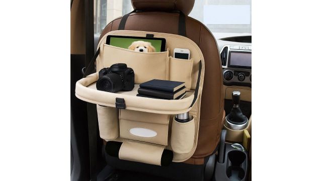 TSKN Premium Beige Car Backseat Organiser