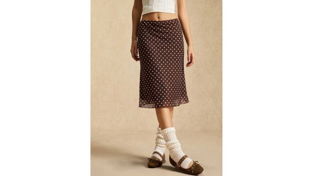Easelle coffee brown mesh skirt